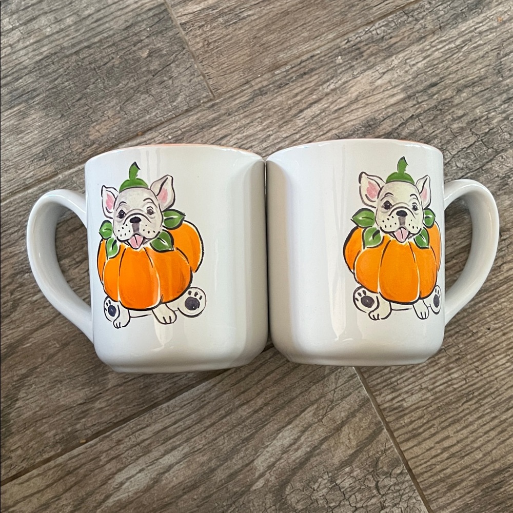 Sheffield French Bulldog TRICK OR TREAT Halloween Coffee Tea Mug Cup Set of 2